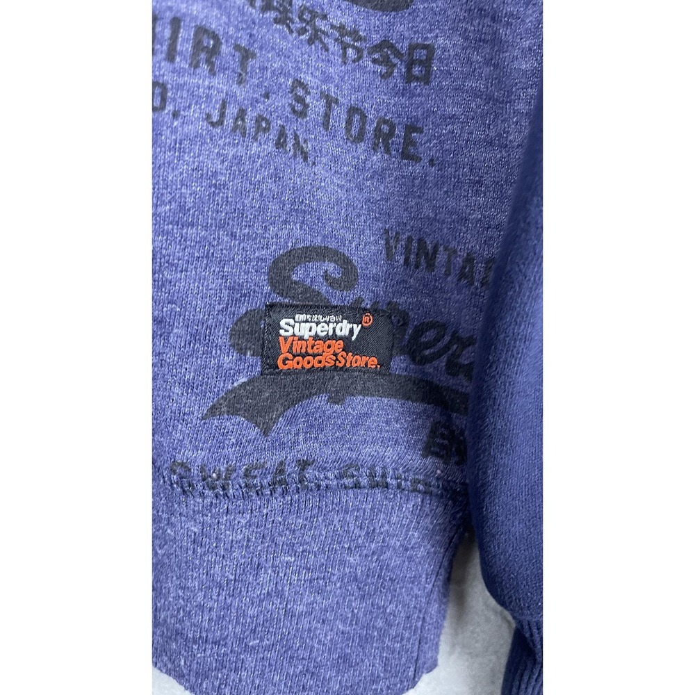 Superdry Sweatshirt Mens‎ Small Blue Vintage Graphic Crewneck Fleece Pullover - Picture 3 of 9